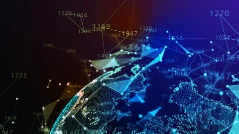 Concept of Network, internet communication. 3d illustration Stock Illustration