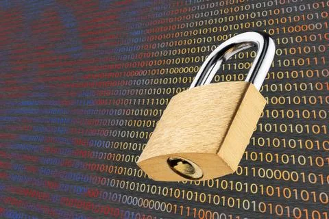 The concept of network security and personal data protection. Padlock on an a Fotos Stock