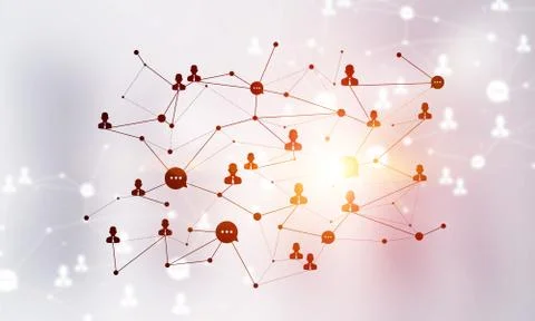 Concept of networking and connection against modern office blurred background Stock Illustration