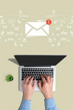 Concept for a new email message top view Foto stock