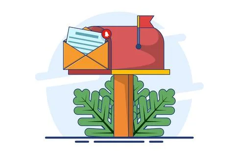 Concept of New message or communication. mailbox with letters in envelopes. Stock Illustration