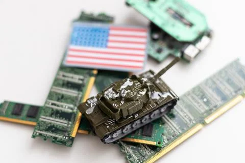 Concept: a new war is going on in the field of computer technology. Stock Photos