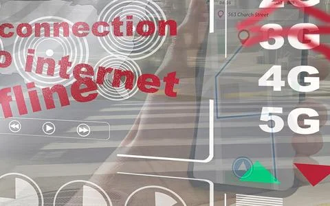 Concept of no connection or internet service unavailable with outdated netw.. Stock Photos