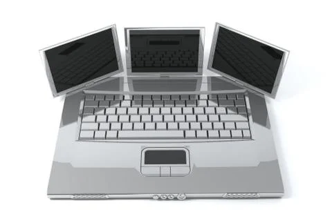 Concept notebook with three screens Stock Photos