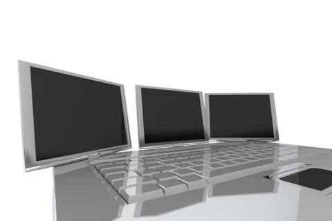 Concept notebook with three screens Stock Photos