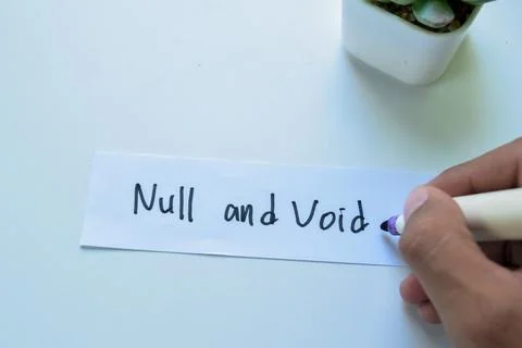 Concept of Null and Void write on sticky notes isolated on white background. Stock Photos