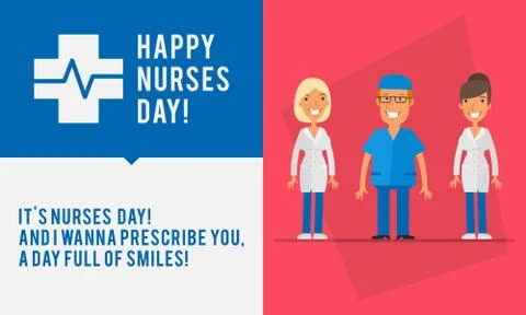 Concept Nurses Day Group People Two Womans and Men Nurse Stock Illustration