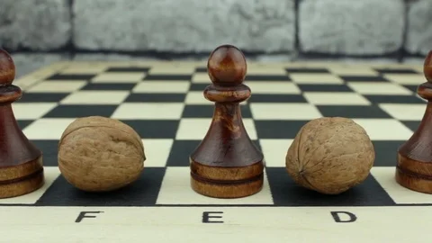 The concept of the nuts with pawns Stock Footage 80361971