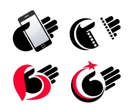 Concept objects in hand vector icons eps10 Stock Illustration
