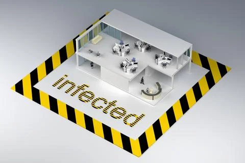 Concept office building infected Ilustración de archivo