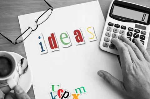 Concept office cup of coffee and word - ideas Stock Illustration