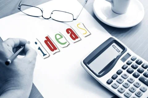 Concept office cup of coffee and word - ideas Stock Illustration