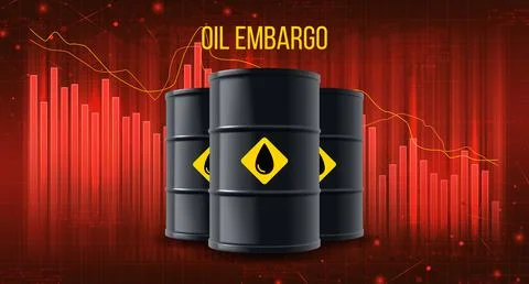 Concept of oil embargo with falling chart Stock Illustration