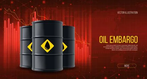 Concept of oil embargo with falling chart Stock Illustration