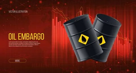 Concept of oil embargo with falling chart Stock Illustration