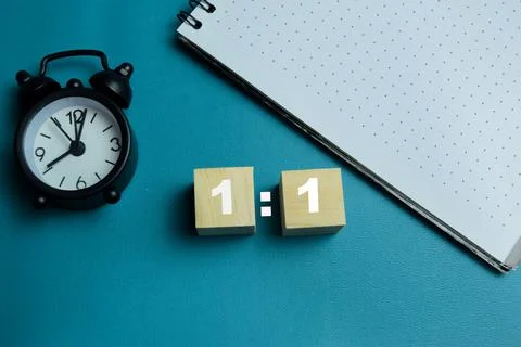 Concept of one to one ratio text on wooden blocks. For financial and strategy Stock Photos