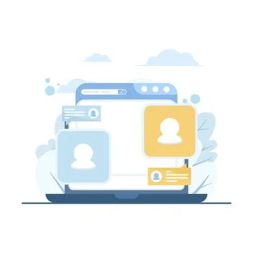 Concept of online communication and remote education, showing virtual learning. Illustrazione stock