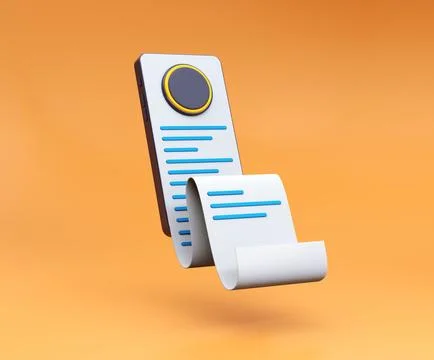 Concept of online payment. Mobile phone with bill. 3D Render Illustration. Stock Illustration