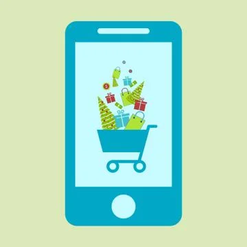 Concept of online shop, e-commerce store, internet shop , isolated ,  Vector Stock Illustration