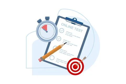 Concept of online testing and checking answers, examination, test, quiz. Stock Illustration