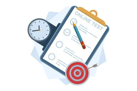 Concept of online testing and checking answers, examination, test, quiz. Stock Illustration