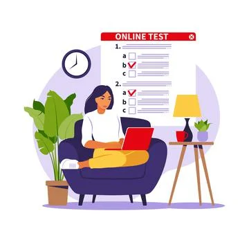Concept online testing, e-learning, examination on computer. Vector illustrat Stock-Illustration