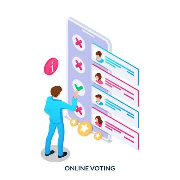 The concept of online voting, remote, secure elections. Stock Illustration