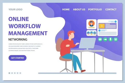 Concept of online workflow organization, work planning, time managment, project Stock Illustration