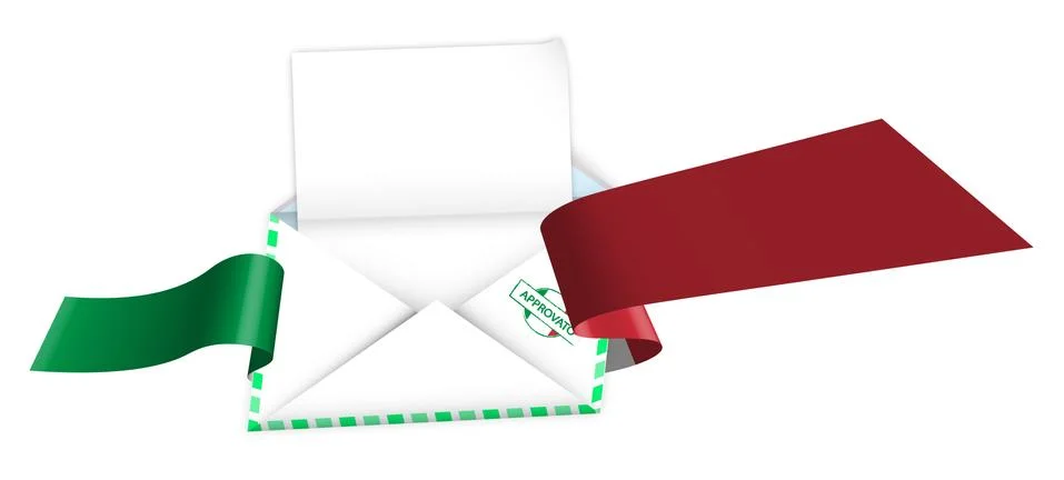 Concept, open envelope with a blank sheet of paper wrapped in shiny festive Illustrazione stock