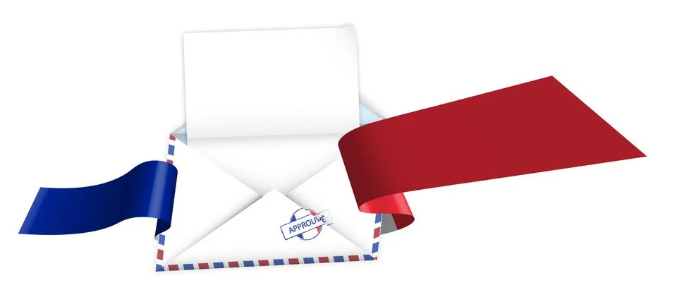 Concept, open envelope with blank sheet of paper wrapped in shiny festive Stock Illustration