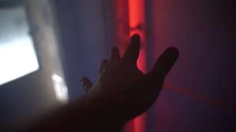 Concept of opening door to the hell, hand of murderer approaching to the room Vídeos de archivo 171947802