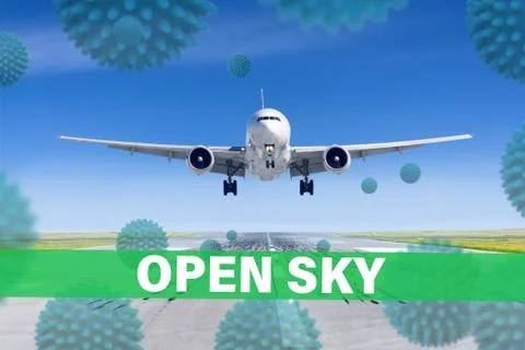 Concept of opening flights between countries, the abolition of pandemic quara 스톡 사진