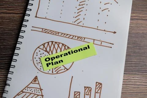 Concept of Operational plan and charts write on sticky notes Stock Photos