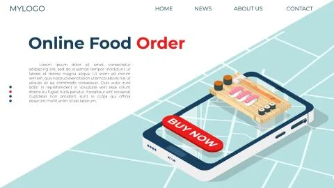 The concept of ordering food. Landing page on the topic of ordering food at home Stock Illustration