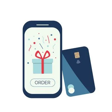 The concept of ordering gifts through a mobile app Stock Illustration