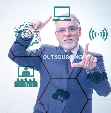 Concept of outsourcing in modern business Stock Photos