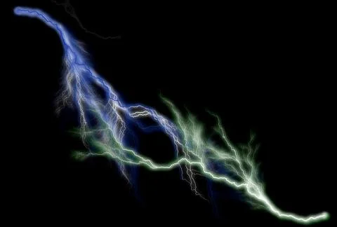 Concept of outstretched hands in the form of lightning bolts isolated on a black Stock Illustration