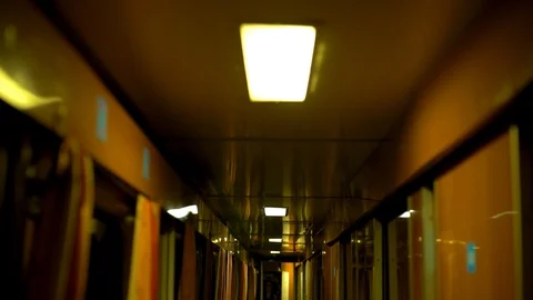 Concept overview of night noire fast passenger train express soviet russian Stock Footage 118210086
