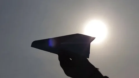 Concept. Paper plane in the sky. Stock Footage 74174033