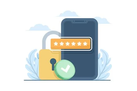 Concept of password reset success message on screen Stock Illustration