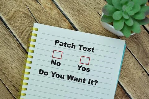 Concept of Patch Test. Do You Want it? Yes or No write on book Stock Photos