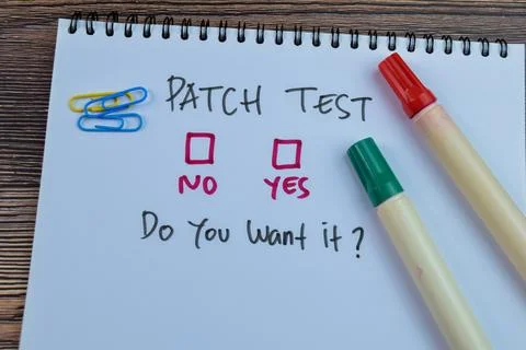 Concept of Patch Test, Do you want it? No or Yes write on book Stock Photos