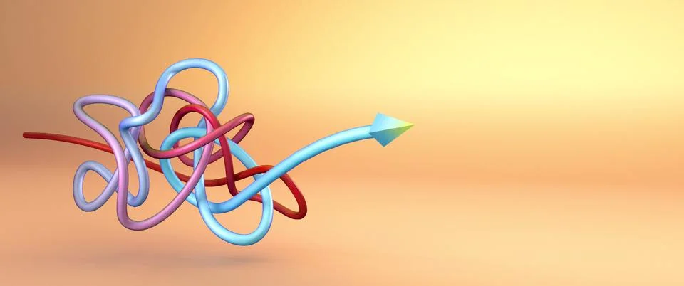 Concept the path solutions of problems. Complicated path. Chaotic way of Stock Illustration