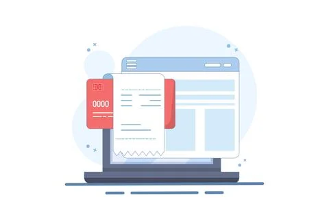 Concept of payment bill confirmed approved via payment card on laptop computer Stock Illustration