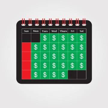Concept of Payment date or Payday loan like a calendar with money Stock Illustration