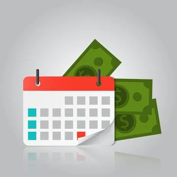 Concept of Payment date or Payday loan like a calendar with money Stock Illustration