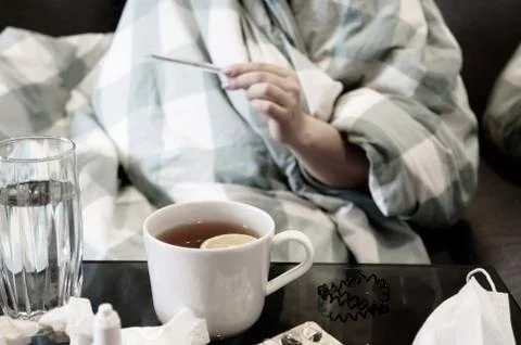 The concept of a person suffering from a cold Stock Photos
