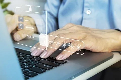 Concept of personal account access security, digital encryption technology .. Stock Photos