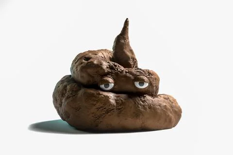 Concept of personal crisis and negative mind. Sad depressed Poop on white Stock Illustration