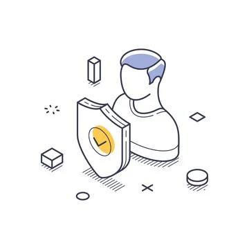 Concept of personal data protection, featuring a shield symbolizing security  Stock Illustration